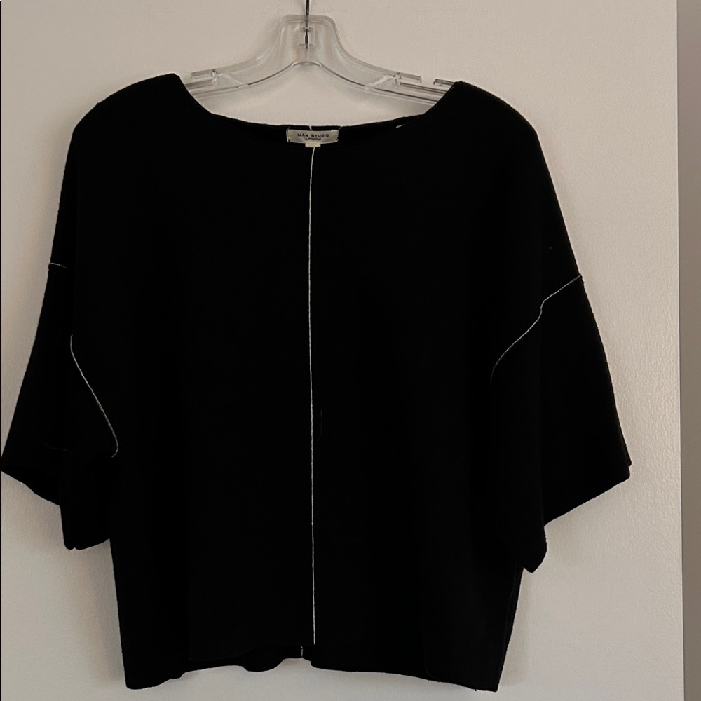 Max Studio Black Blouse with White Accents